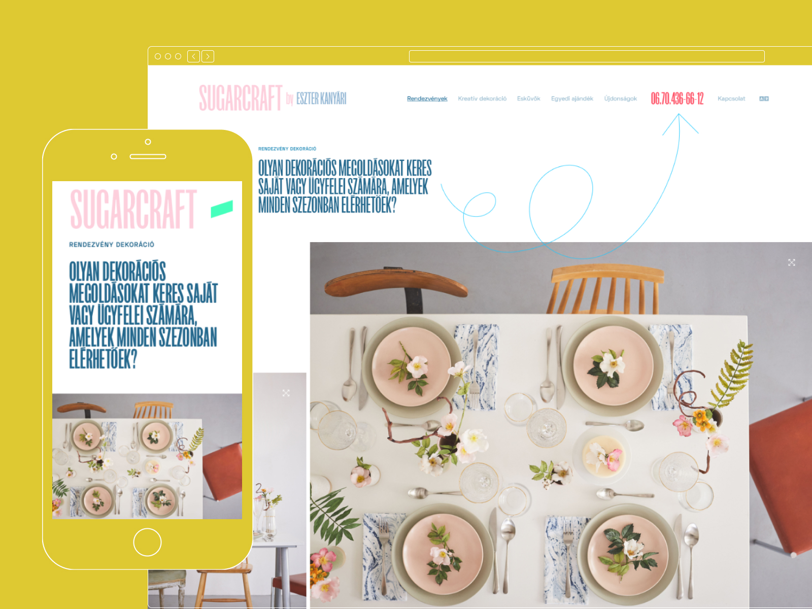 Sugarcraft web desktop and mobile presentation slide for Dribbble